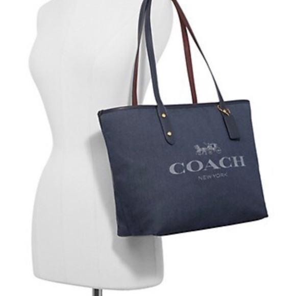 Coach Tote Bag - Navy Blue Canvas - Picture 4 of 4